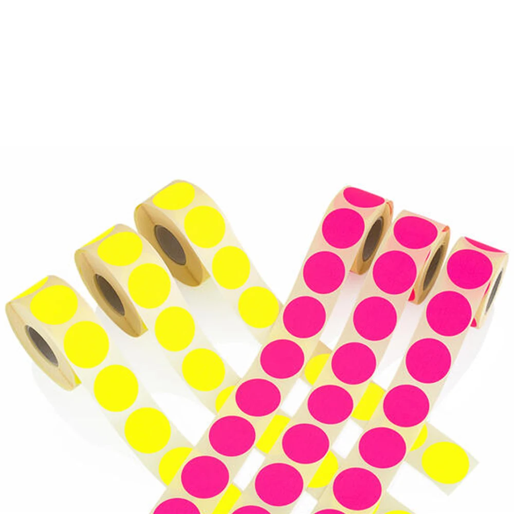 500 Pieces Color Thermal Label Printer Roll 1 Inch Colorful Coding Dot Red Yellow Round Circle Color Thermal Label manufacture