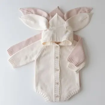 2024 new fall baby clothes ins wind rabbit style baby romper baby knit sweater