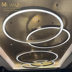 Premium Modern Luxury Lighting Stainless Steel Ring Cluster Chandelier for Hotel Grand Ballroom Events