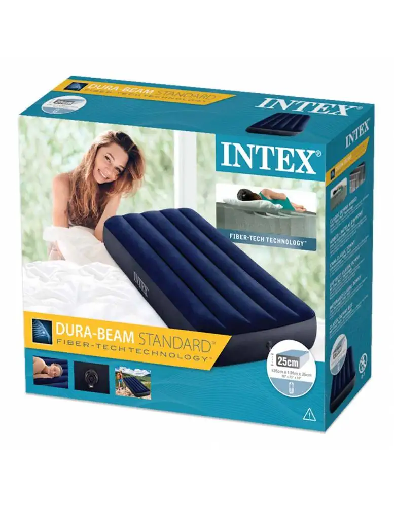 Intex 64756 Jr. Twin Classic Downy Camping Inflatable Air Bed Mattress