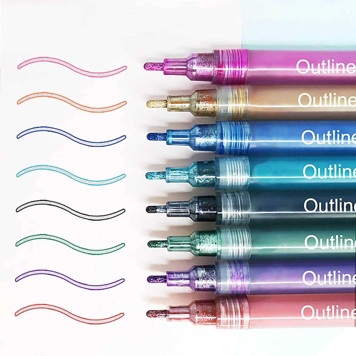 Drawing Self Outline Pens Shimmer Self-outline Metallic Outline