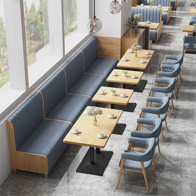 Удобный Простой дизайн набор диванов из твердой древесины мебель для ресторана кожаные тканевые будки