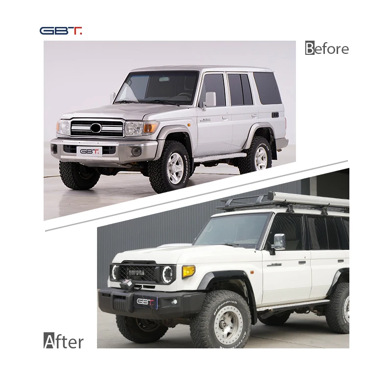 GBT Factory 2025 Fj76 Land Cruiser 76 Front Bumper Upgrade Body Kit Headlight Grill for 2002-2022 Toyota Fj70 76 Accessories