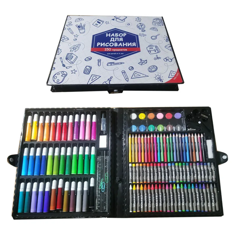 Россия 150 шт. 150 супермодный чехол наборы окраска дети карандаш цветной карандаш художников художественный рисунок Канцелярский набор Nail art s
