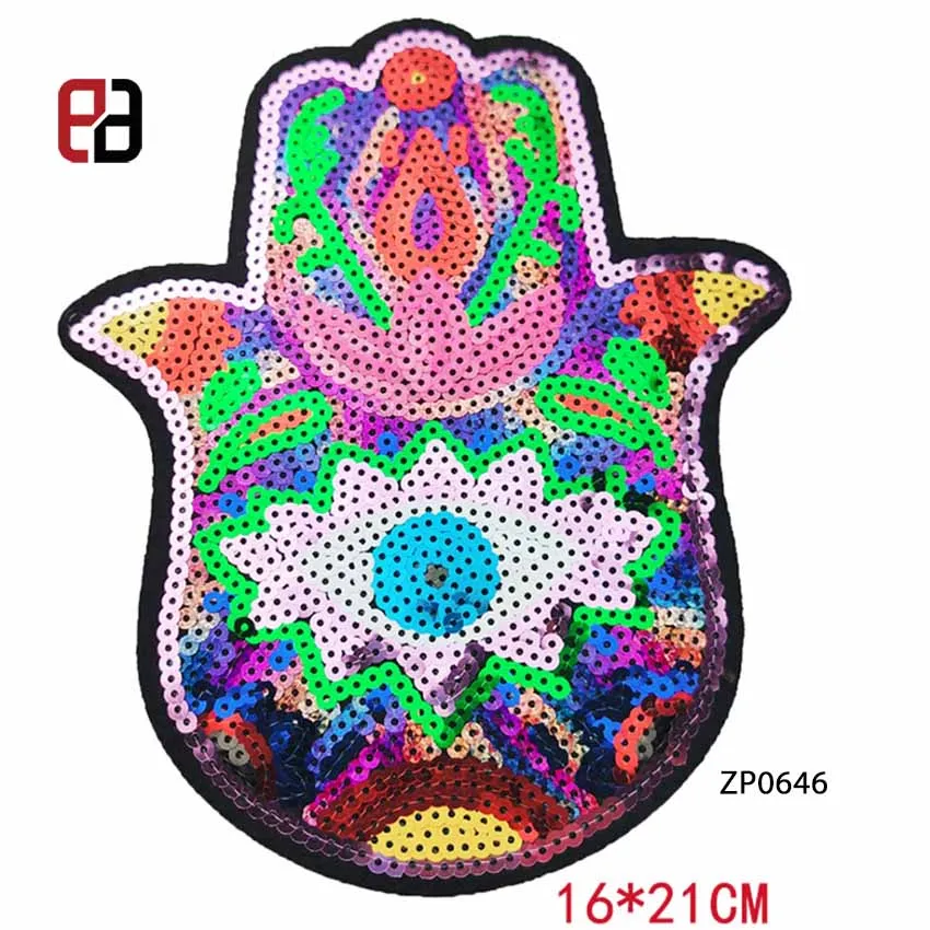 Parches De Palma De Mano,Insignias De Ojos Grandes De Lentejuelas,Parche De  Tela Adhesivo,Accesorios De Ropa,Venta Al Por Mayor De Fábrica - Buy  Etiqueta Engomada Accesorios De Vestir,Palma De Mano Parches Lentejuelas, Grandes Ojos