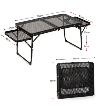 Outdoor Portable Foldable Beer Pong Carbon steel Folding Table Adjustable Picnic Camping Table