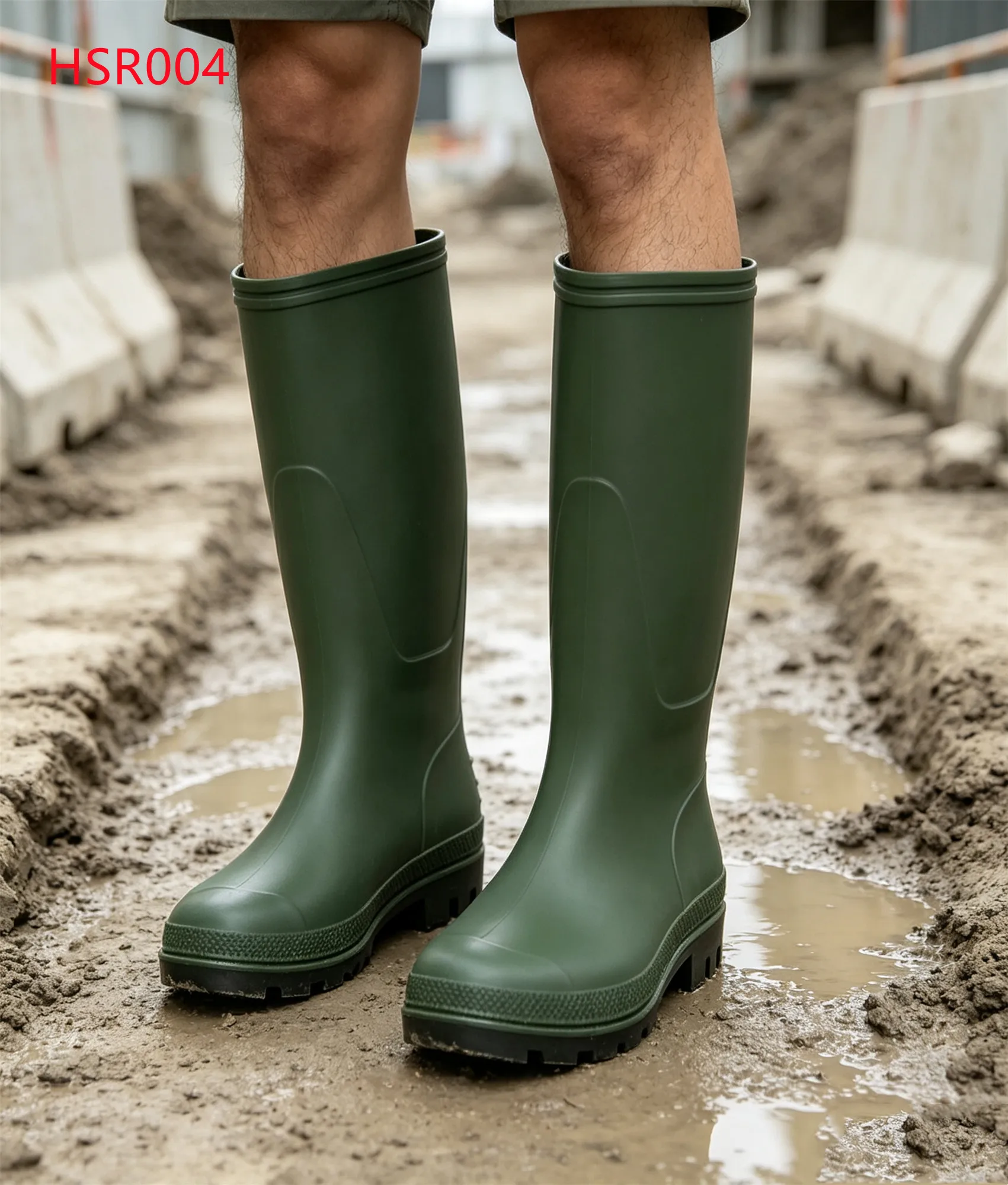 LXG,Planting Season Quick-Rinse Green SRC Standard Hua Singh Rain Boots Pondside Activities Integral Molding PVC Mud BootsHSR004