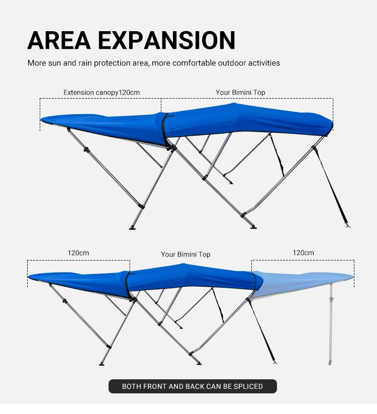 Homful Aluminum Extension Boat Bimini Top Tent Extensible Boat Canopy