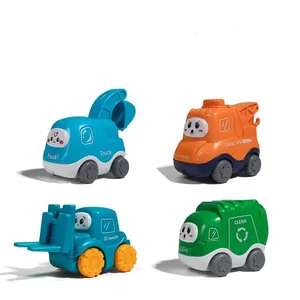 ITTL Inertial Mini Cartoon Car Toy with Traffic Light ABS Material for Baby 18M+