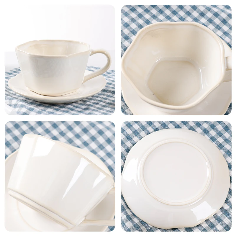 Ceramic Factory Hotel Coffee Latte Cups White Espresso Cup Set Saucer