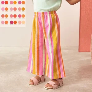 Wholesale Custom Kids Boys and Girls Summer Pants Light Weight Rainbow Striped Wide Leg Pants