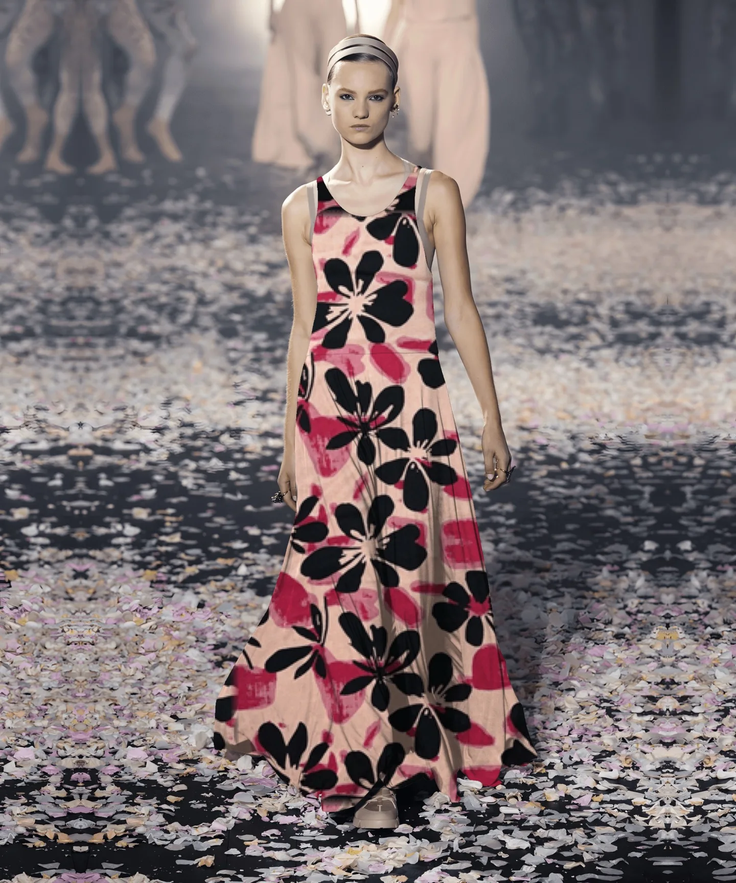 Pink 100 Percent Rayon Dress 100 Percent Viscose Printed Rayon