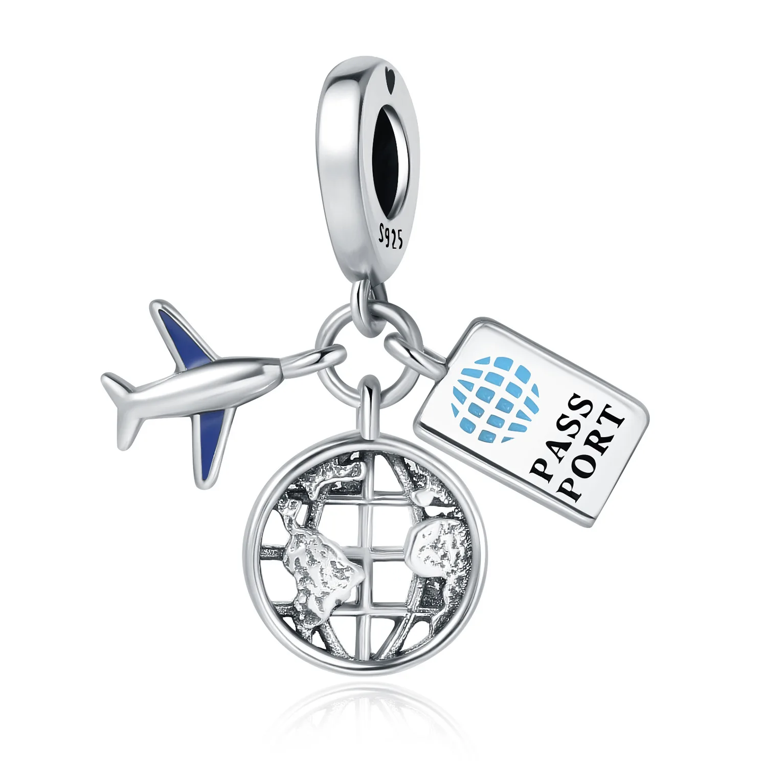 High Quality S925 Sterling Silver Around the World Travel and Airplane  Charm Beads, Can Be Used to Make Necklaces or Bracelets