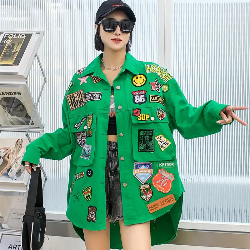 Оптпен сатылатын модельдік киім: кәдімгі сырт киім, қарапайым деним пальто, жуылған кәдімгі әйелдерге арналған деним жакеттері