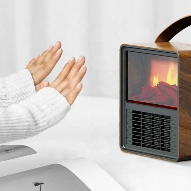 New Retro Feeling Heater Household Small Desktop Electric Heater Simulation Flame Portable Heater Winter Atmosphere Feeling 5