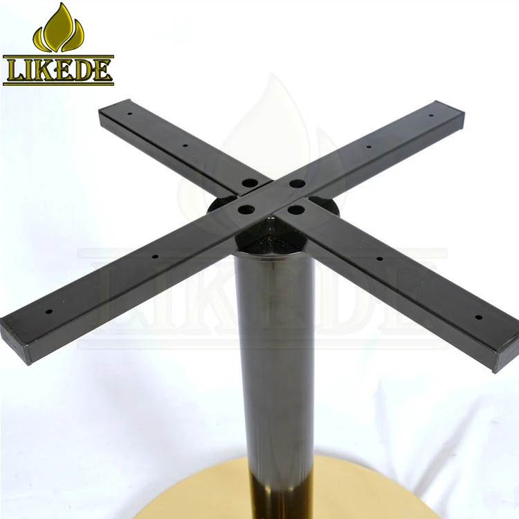 Round Dining Table Base Gold Black Stainless Steel Cross Top for Marble Table Top Use in Kitchen or Outdoor Chair Accessory