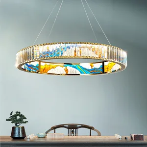 Luxury Dining Room Restaurant Lighting Circle Chandelier Enamel Nordic Pendant Light Fixtures