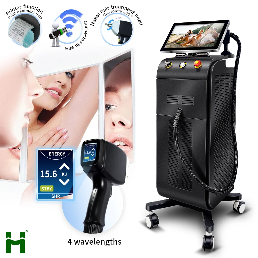2025 Cloud Computing Dual or One Heads Ice Titanium CE TUV  600-2400W Diode Laser Hair Removal  Machine with Chain Foot Pedal