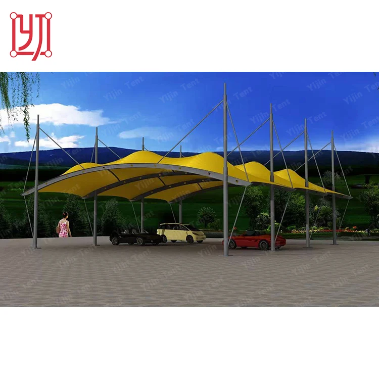Large Tensile Bus Stop Membrane Structure Car Shade Parking Tent