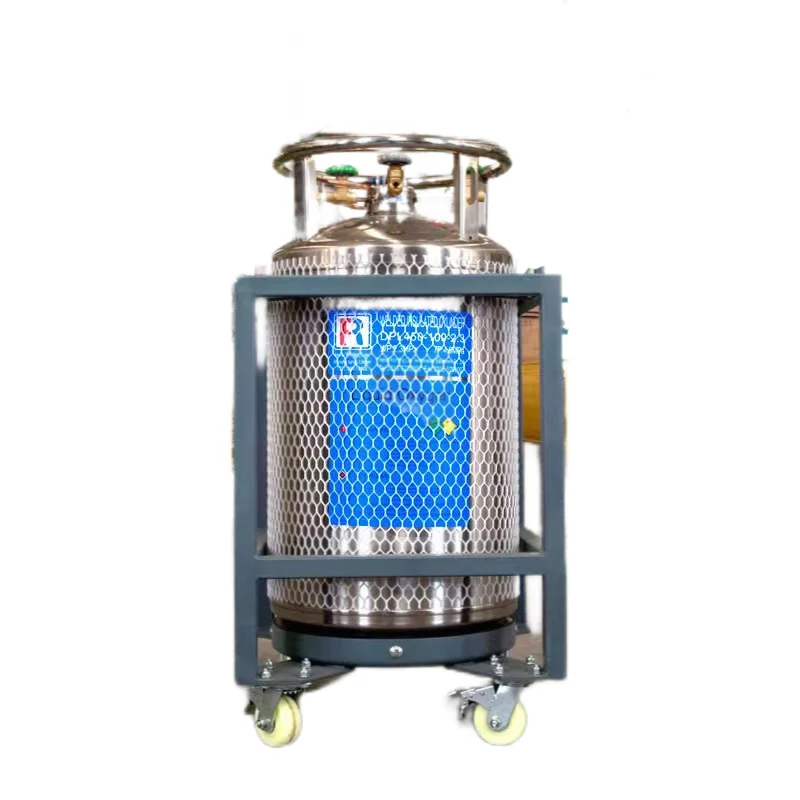 Equipped with Wheels for Easy Transportation Stainless Steel 80L to 500 Liters LN2 LCO2 LAR LOX Cryogenic Dewar Flask