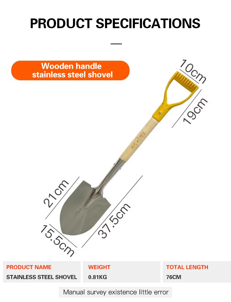 product oemodm  small stainless steel shovel spade with  handle for garden and farm-3