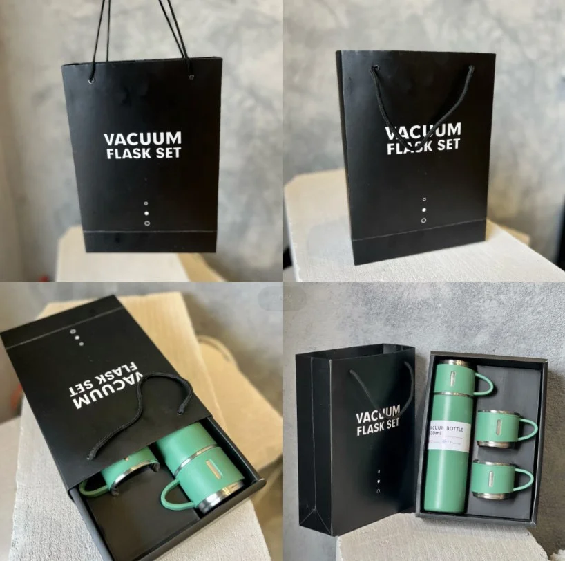 Custom Logo Gift Box Set Thermostatic Cupporcelai vacuum Flask