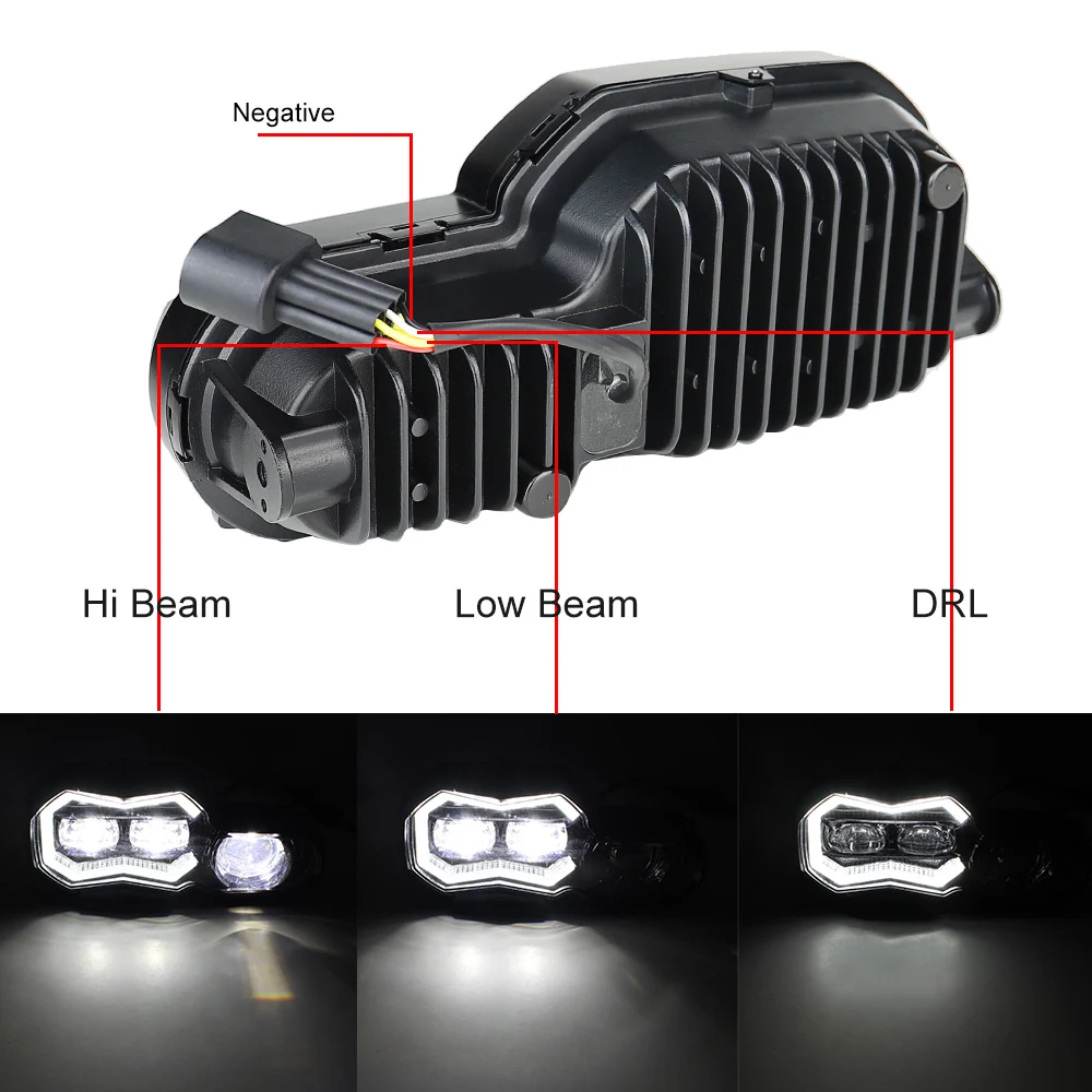 Motorcycle LED Headlight Hi-Low Beam Angel Eye DRL Assembly Kit For F650GS/F700GS/F800GS F800ADV F800R