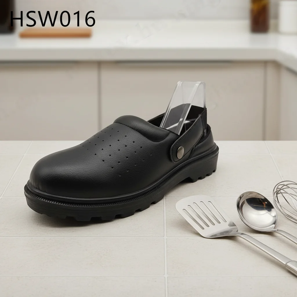 ZYF,Restaurant Using Pull-on Style Anti-germ Steel Toe Chef Shoes Sterile Workshop Fatigue-proof Black/white Work Clogs HSW016