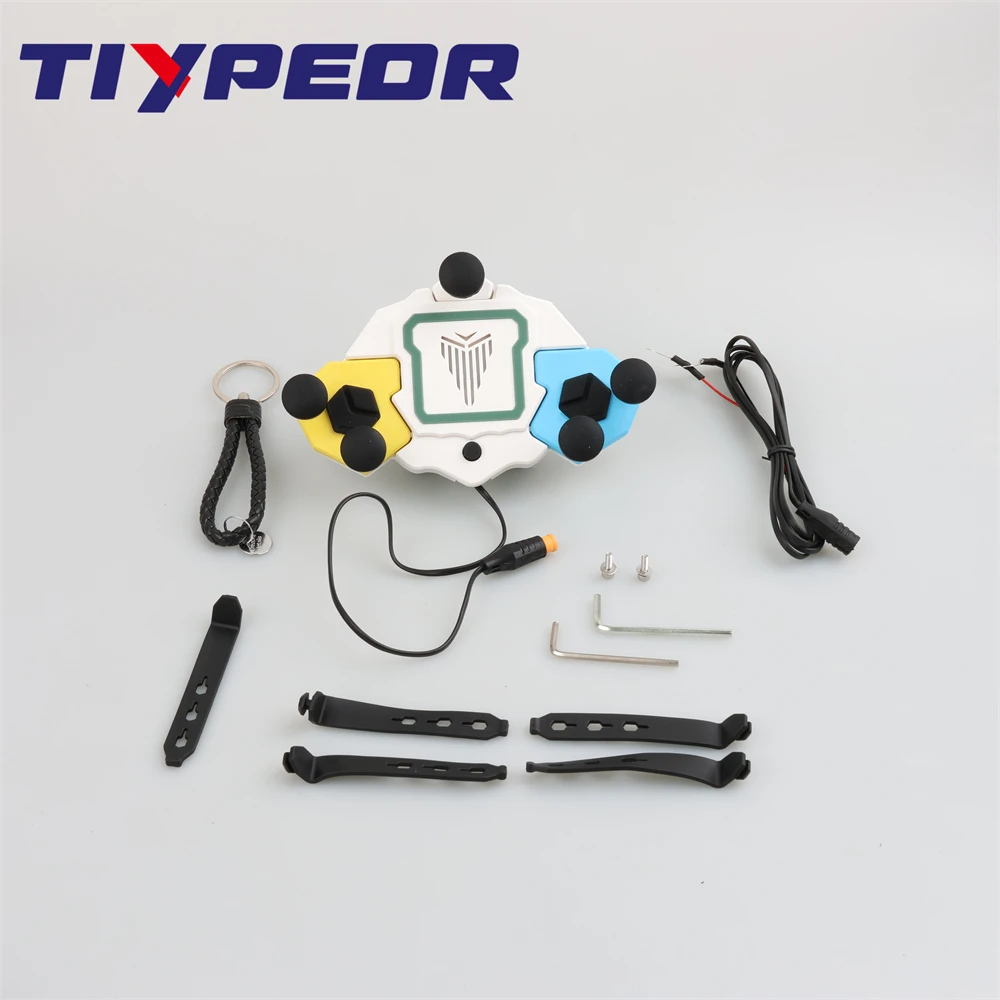 TIYPEOR Motorcycle Bicycle Mobile Phone Universal Holder Qi15W Wireless Charger Vibration Buffer Bracket 360 Degree Adjustment manufacture