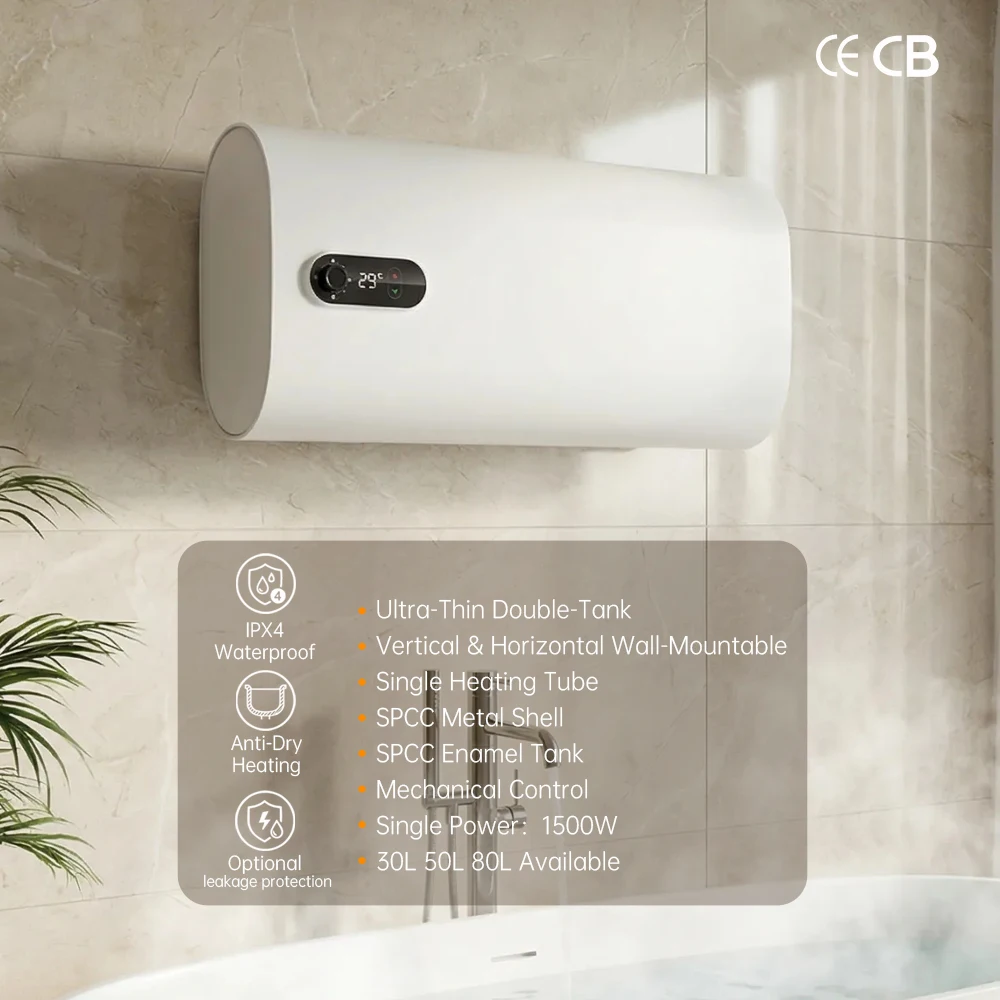 CB Certified 30L/50L/80L Vertical Horizontal Dual Use Knob Control Storage Electric Water Heater for Bathroom Shower