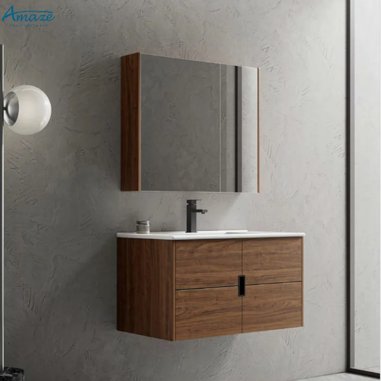 Hotel Wash basin Modern bathroom Mirror cabinet vanity Wall mounted furniture sink supplier