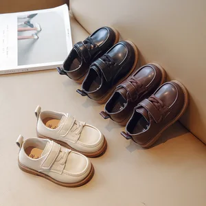 British Style Fashion New Children's Spring Autumn Soft-Soled Rubber Single Solid Color Casual Student Shoes
