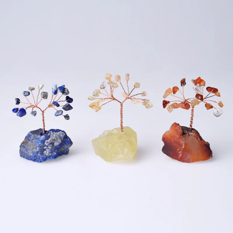 Wholesale Rough Stone Base Money Tree Healing Stones Crystals Lucky Tree Money Tree  for Decoration