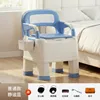 Blue standard indoor squat toilet