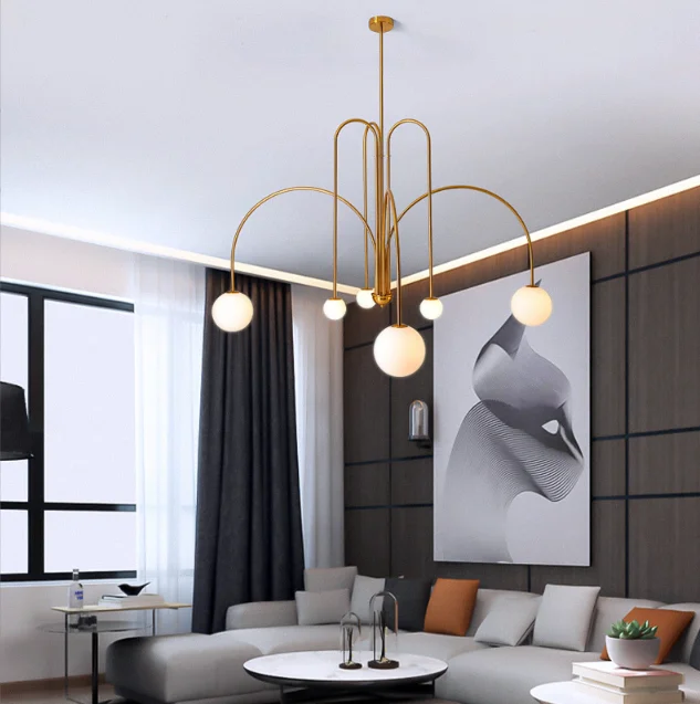 Nordic Style Geometric Line Shape Creative Bedroom Pendant Lamp for Living Room