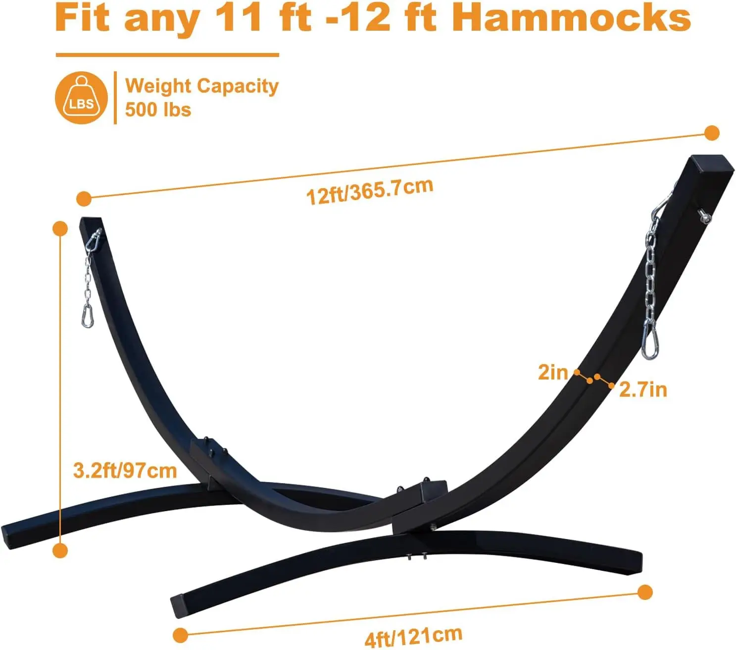 12 FT Weather Resistant Curved Heavy Duty Metal Arc Hammock Stand for ...