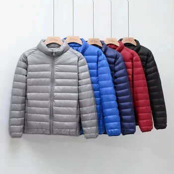 Men&#39;s Lightweight Puffer Jacket Hooded Full Zip Water-resistant Quilted Lined Winter Coats Casual Woven Long Print Pattern