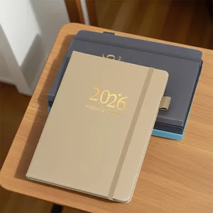 2026 New Design Weekly Month A5 Notebook Calendar Custom logo PU Leather Schedule Colorful Agenda Inspiration Diary