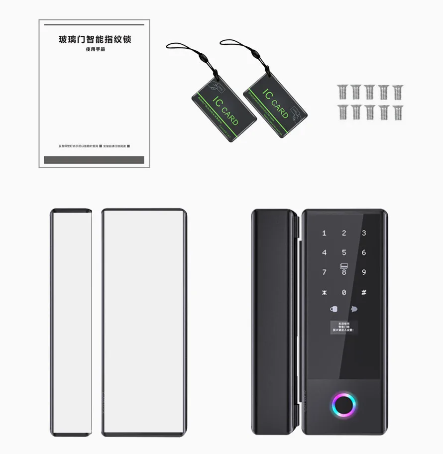 Qleung Glass G10s Tuya Wi-Fi TTlock App Cerradura Inteligentny kod odcisku palca Karta kluczowa Smart Home Door Lock 3