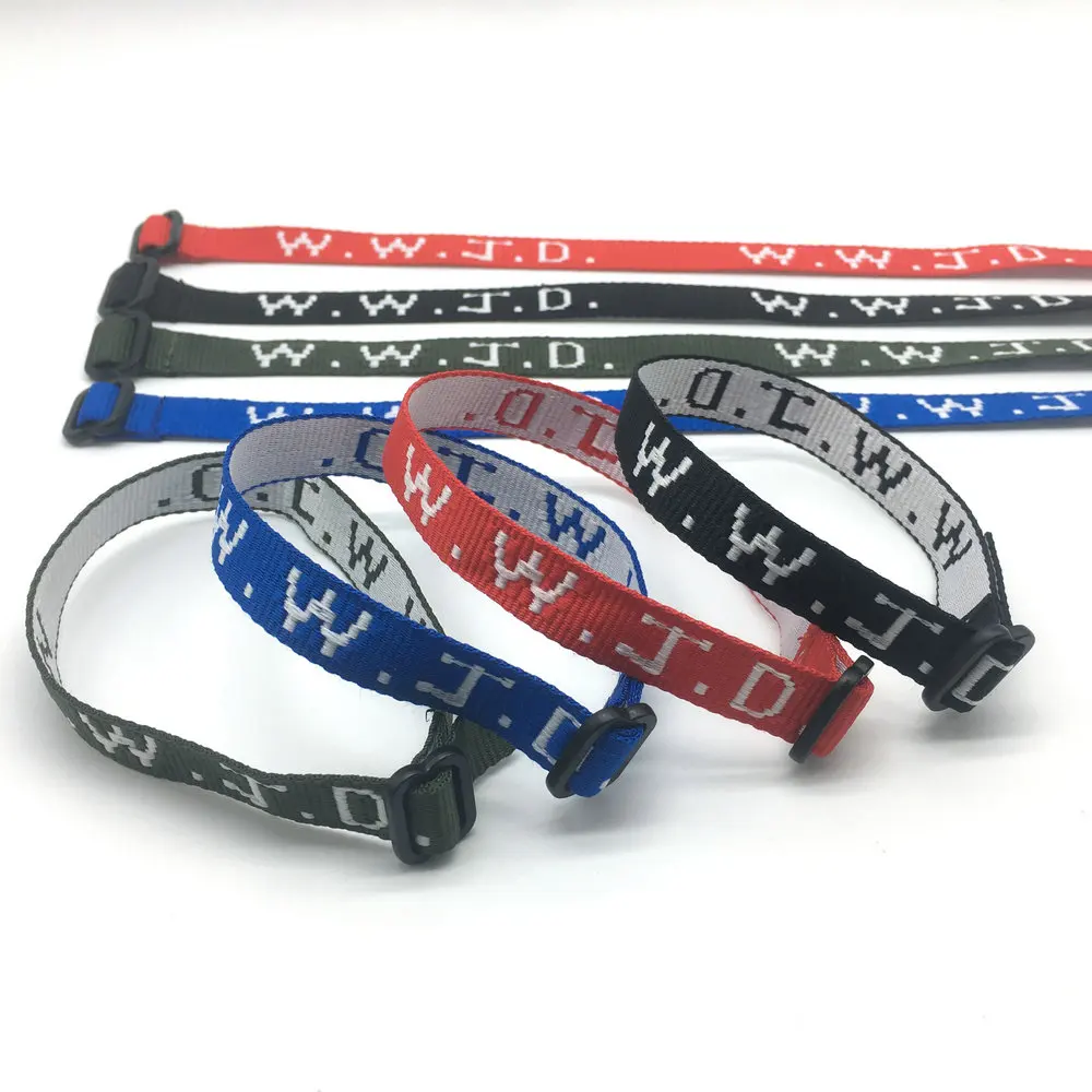 W.W.J.D 様　ご確認用 カスタムポリエステルジャカードWWJDリストバンド調節可能な