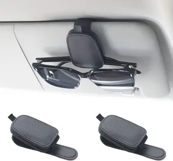 Car visor sunglass clip Magnetic leather sunglass clip and ticket card clip Car visor accessory silver gray