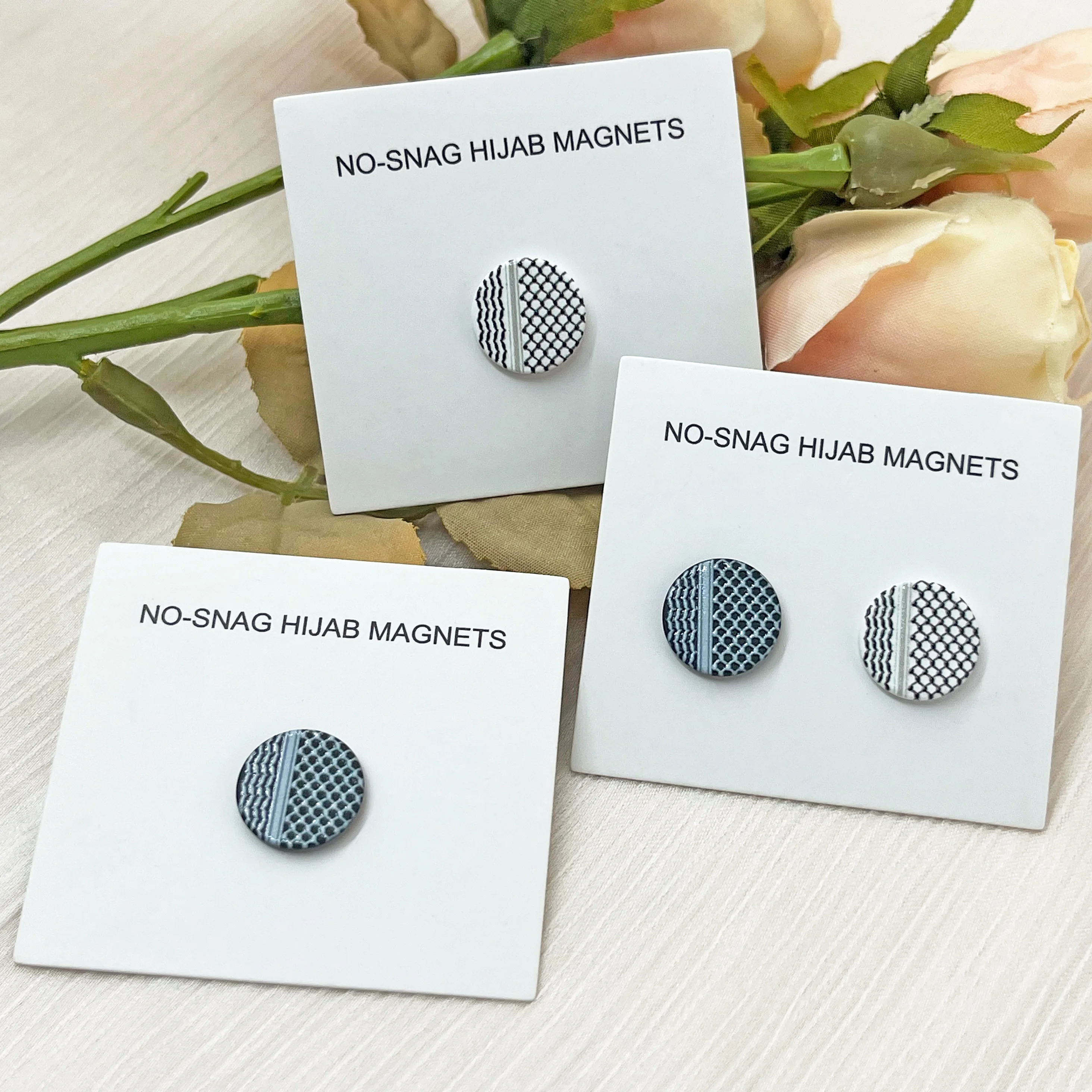 Stylish Magnetic Hijab Pins with Keffiyeh Print Custom Logo