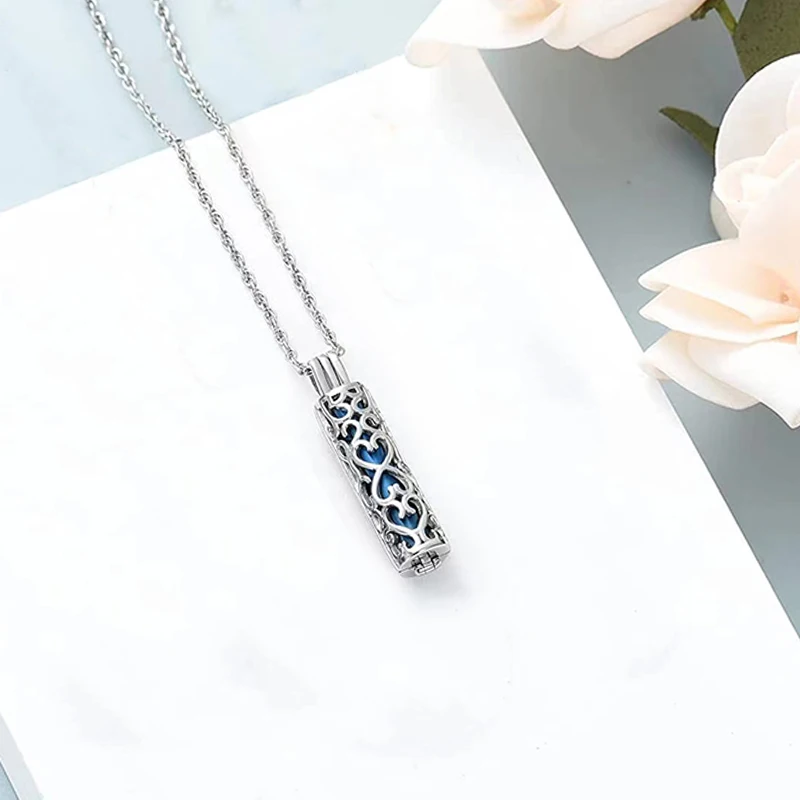 Collier Urne Funéraire En Acier Inoxydable Avec Incrustation En
