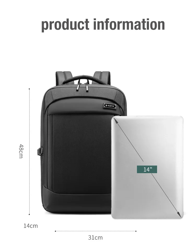 New Waterproof Laptop Backpack For 15.6 Inches Business Man Travel