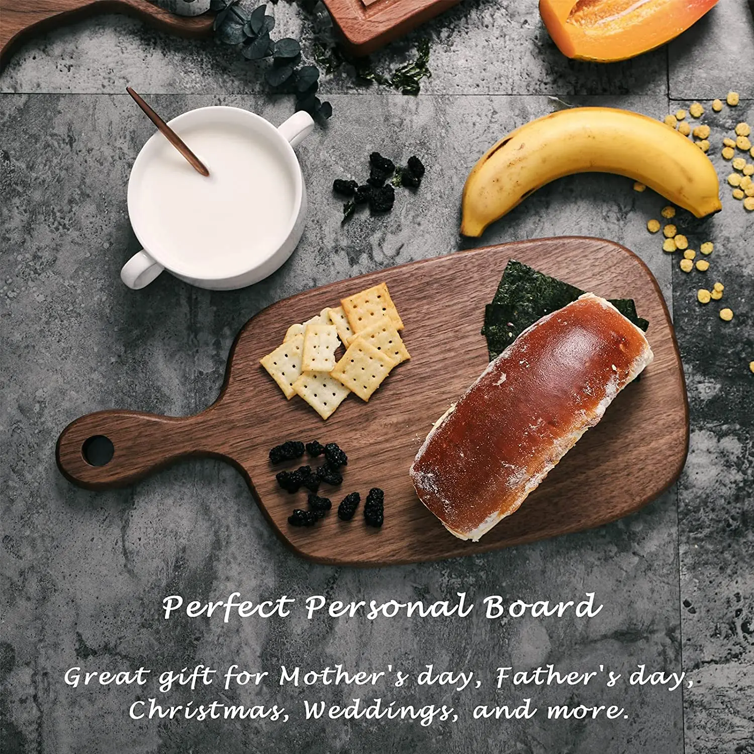 Wholesale Cutting Board with Handle Walnut Wooden Chopping Boards for Bread Vegetables Fruits