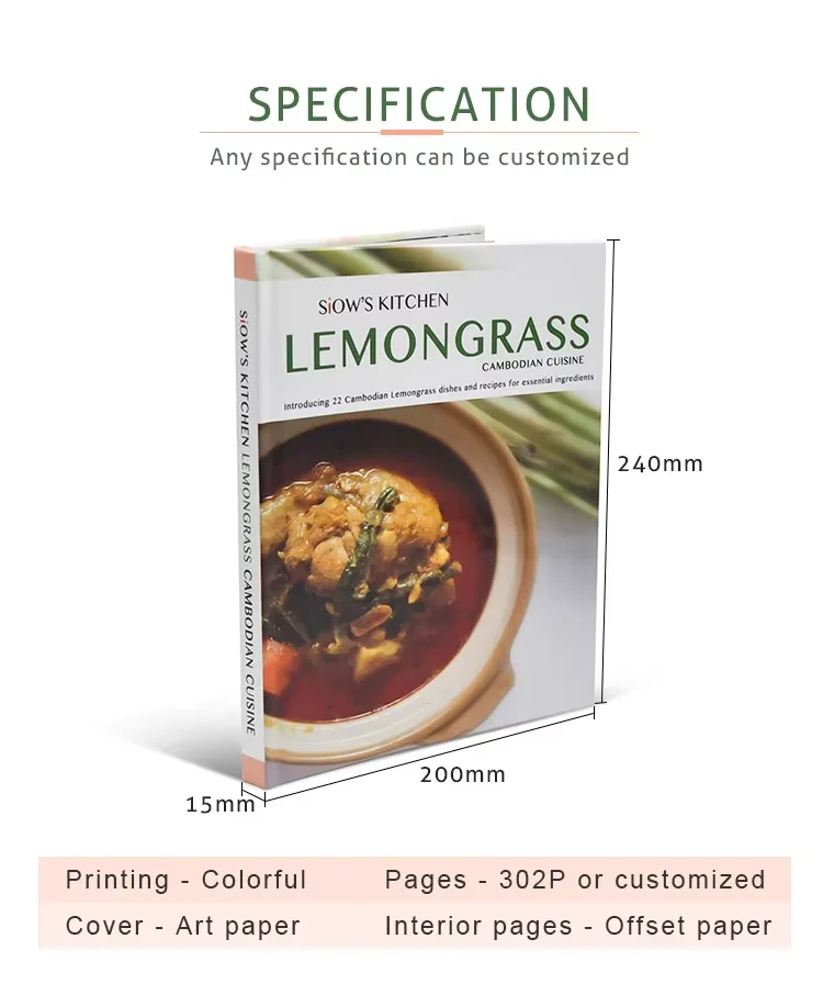 Custom Printed Hardcover and Softcover Books A4/A5 Cookbook with Durable Duplex Newsprint Fancy Corrugated Paper Board supplier