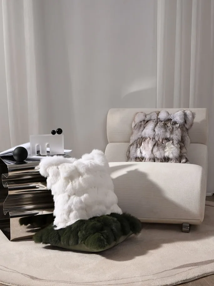 Aibuzhijia Luxury White Green Gray Soft Fluffy Cushion Cover Decorative