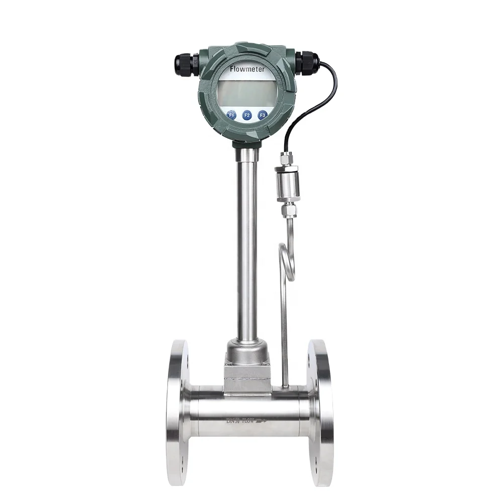 Helium Gas air Hydrogen vortex Flow Meter 4-20mA+24V  Temperature and Pressure Compensation