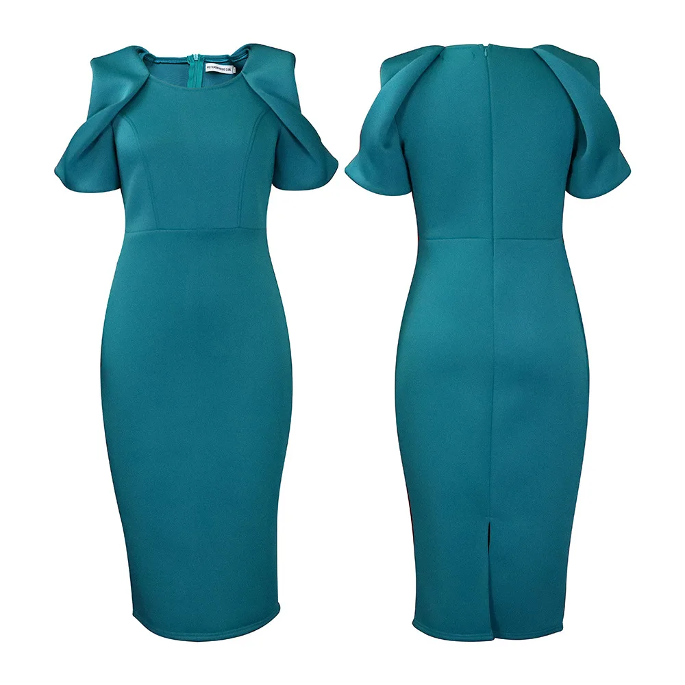 Women Career Dresses With Button Ladies Casual Pencil Career Dresses With  Sashes Women's Office Lady Dresses