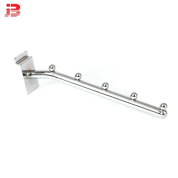 Chrome Metal Slatwall accessory and slatboard S Hook With Balls Clothes Hanger Hook for Slatwall Panel